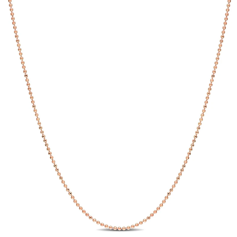 Miabella 18K Rose Gold Plated Sterling Silver Ball Chain Necklace