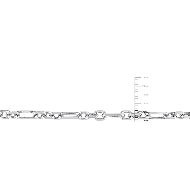 Miabella Sterling Silver Diamond Cut Figaro Men's Bracelet