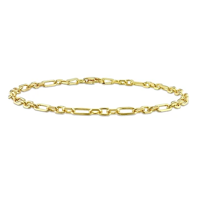 Miabella 18K Yellow Gold Plated Sterling Silver Diamond Cut Figaro Bracelet