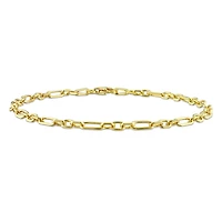 Miabella 18K Yellow Gold Plated Sterling Silver Diamond Cut Figaro Bracelet