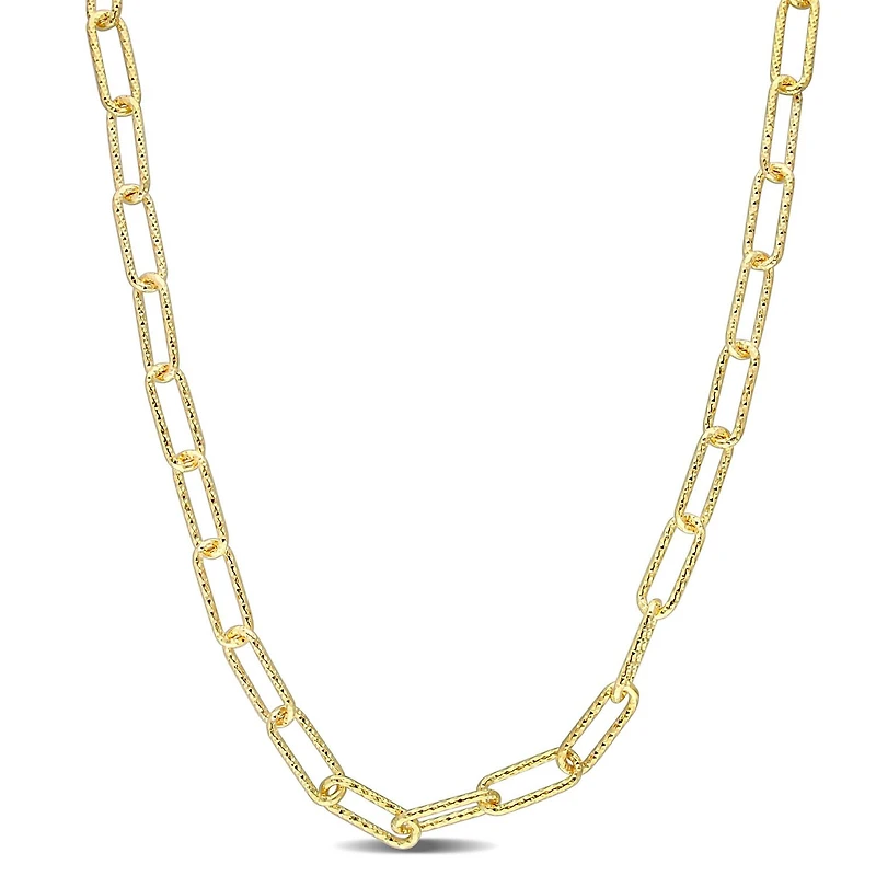 Miabella 18K Yellow Gold Plated Sterling Silver Paperclip Necklace