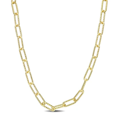 Miabella 18K Yellow Gold Plated Sterling Silver Paperclip Necklace