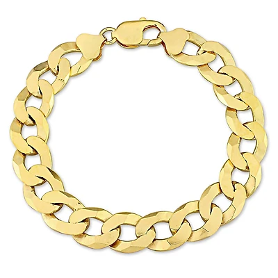 Miabella 18K Yellow Gold Plated Sterling Silver Curb Chain Men's Bracelet