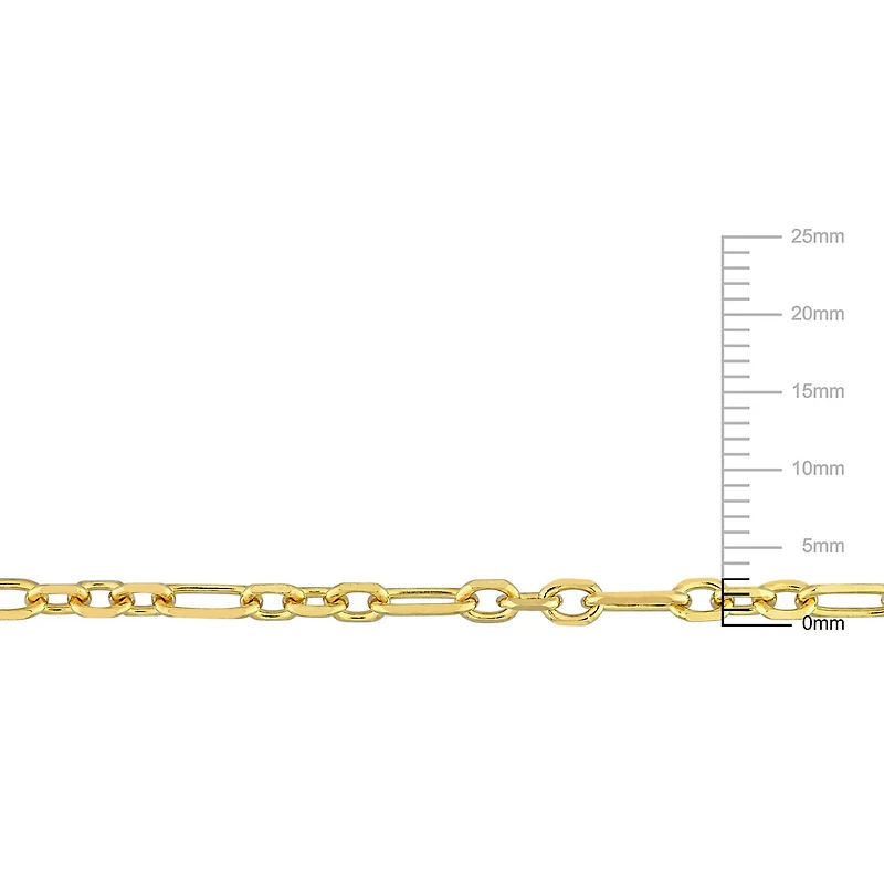 Miabella 18K Yellow Gold Plated Sterling Silver Diamond Cut Figaro Bracelet