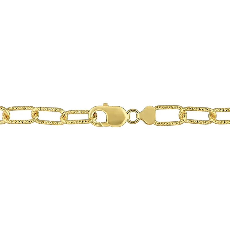 Miabella 18K Yellow Gold Plated Sterling Silver Paperclip Necklace