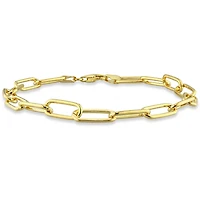 Miabella 18K Yellow Gold Plated Sterling Silver Paperclip Men's Bracelet