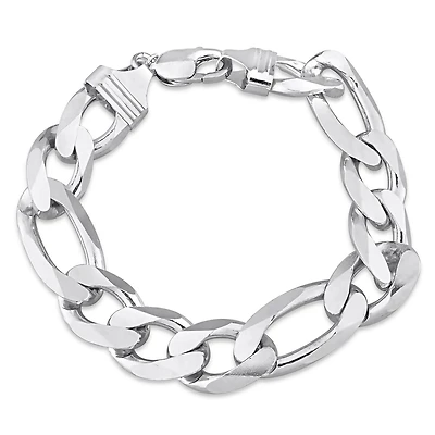 Miabella Sterling Silver Figaro Men's Bracelet