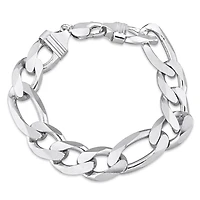 Miabella Sterling Silver Figaro Men's Bracelet