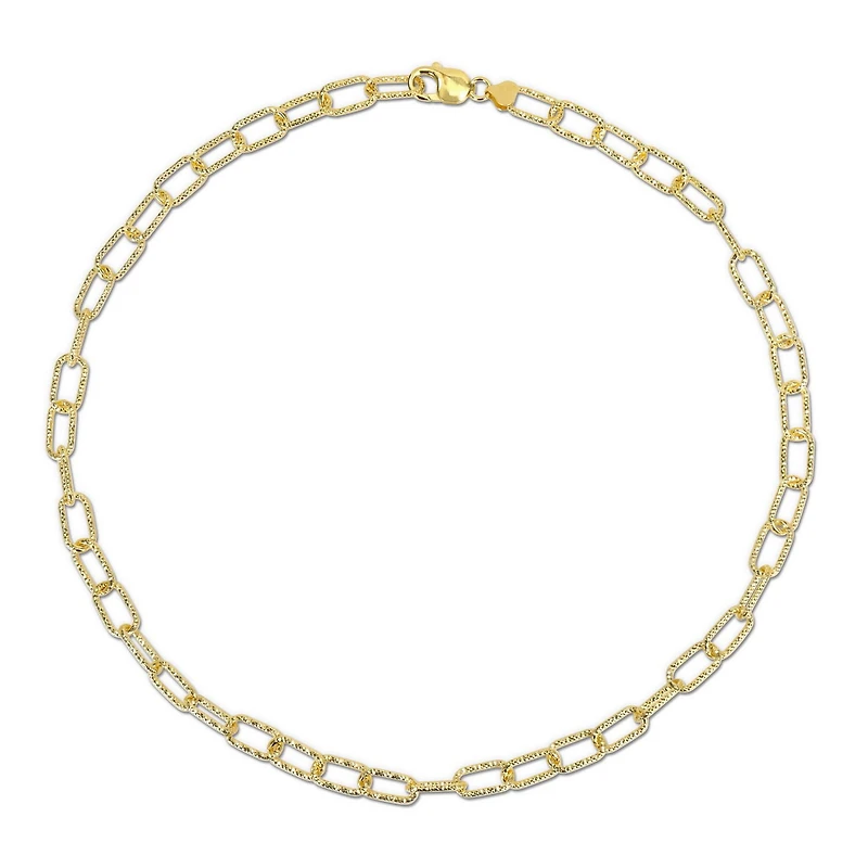 Miabella 18K Yellow Gold Plated Sterling Silver Paperclip Necklace