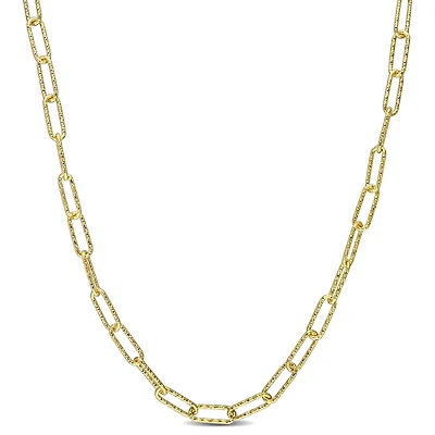 Miabella 18K Yellow Gold Plated Sterling Silver Paperclip Necklace