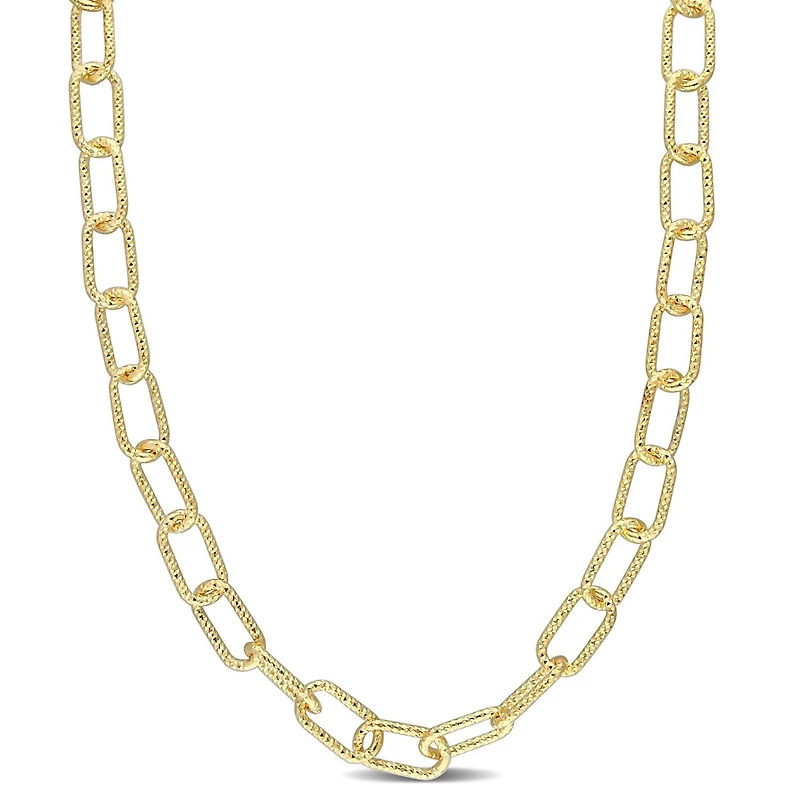 Miabella 18K Yellow Gold Plated Sterling Silver Paperclip Necklace