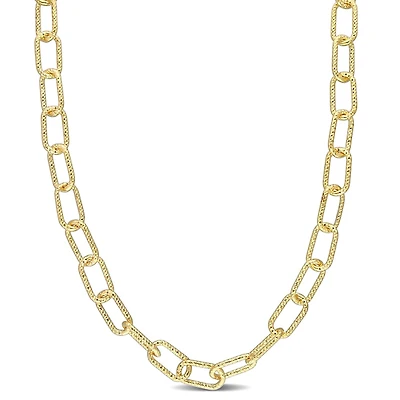 Miabella 18K Yellow Gold Plated Sterling Silver Paperclip Necklace