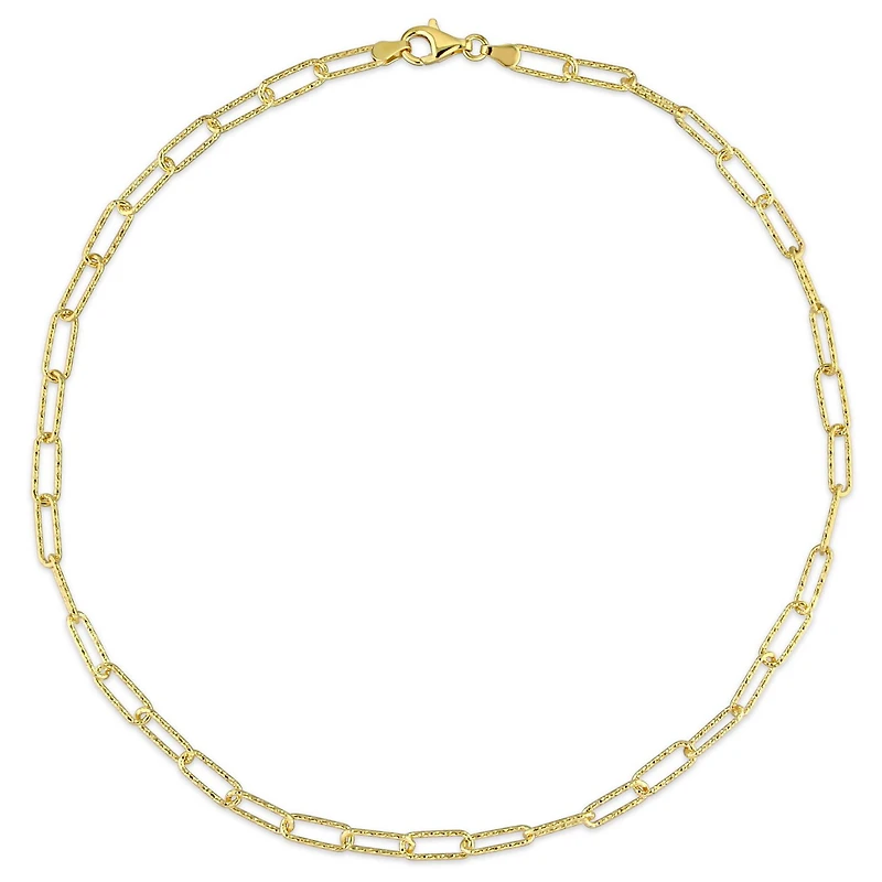 Miabella 18K Yellow Gold Plated Sterling Silver Paperclip Necklace