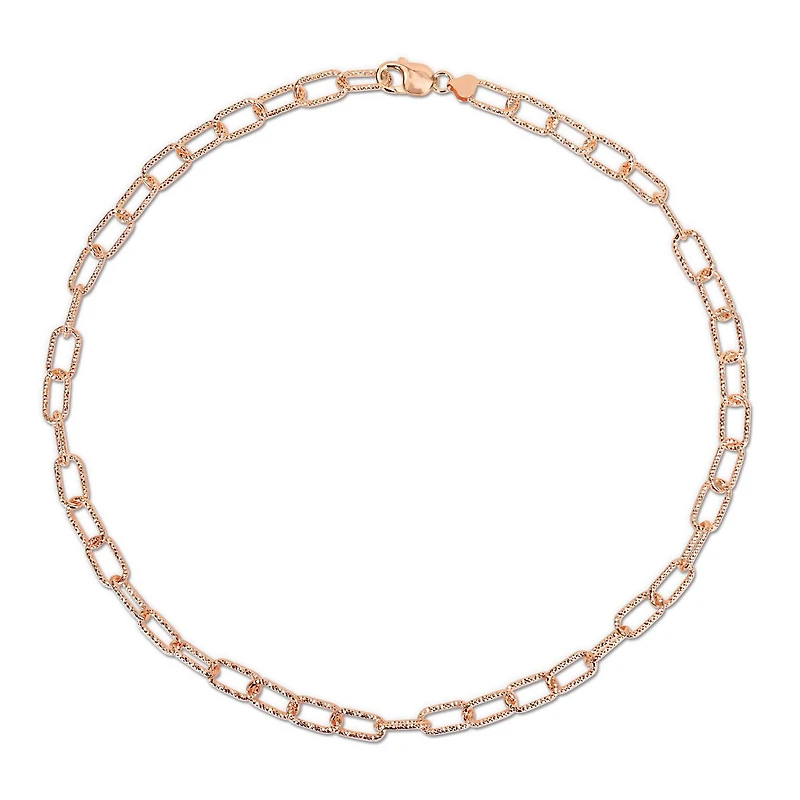 Miabella 18K Rose Gold Plated Sterling Silver Paperclip Necklace