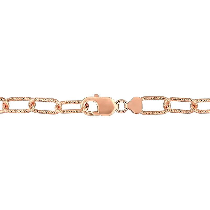 Miabella 18K Rose Gold Plated Sterling Silver Paperclip Necklace