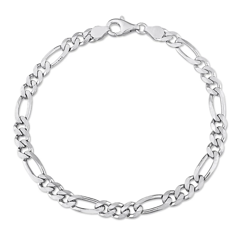 Miabella Sterling Silver Figaro Men's Bracelet