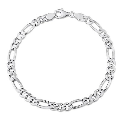 Miabella Sterling Silver Figaro Men's Bracelet