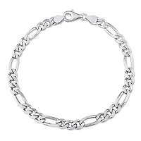 Miabella Sterling Silver Figaro Men's Bracelet