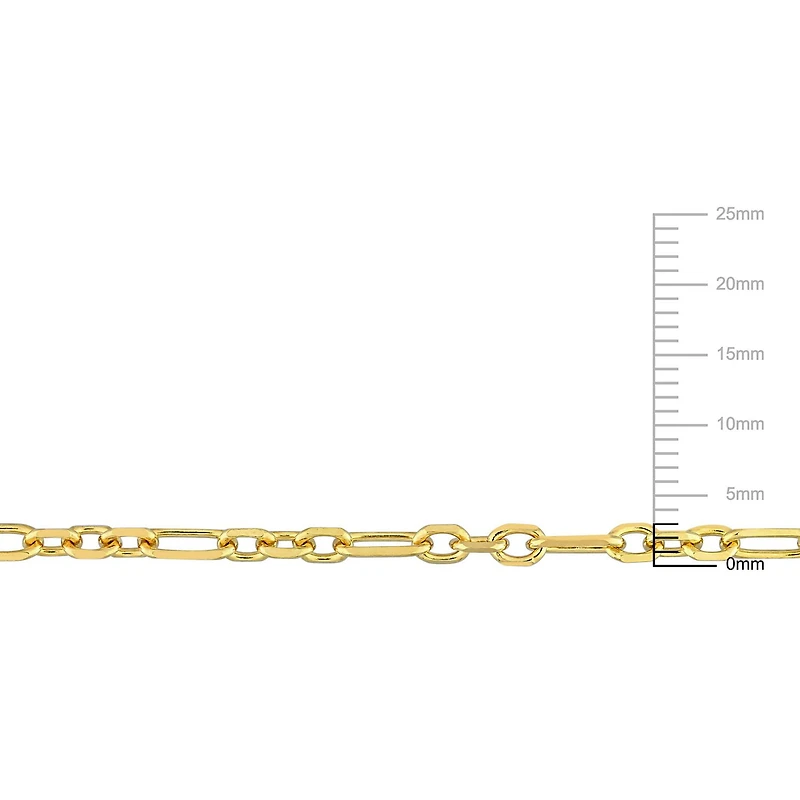 Collier rolo figaro de coupe diamant de Miabella en argent sterling plaqué or jaune 18K