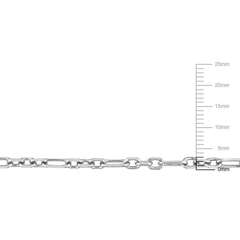 Miabella Sterling Silver Diamond Cut Figaro Rolo Necklace