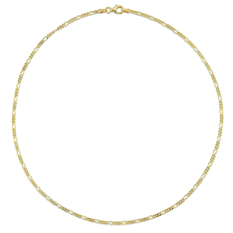 Miabella 18K Yellow Gold Plated Sterling Silver Figaro Necklace