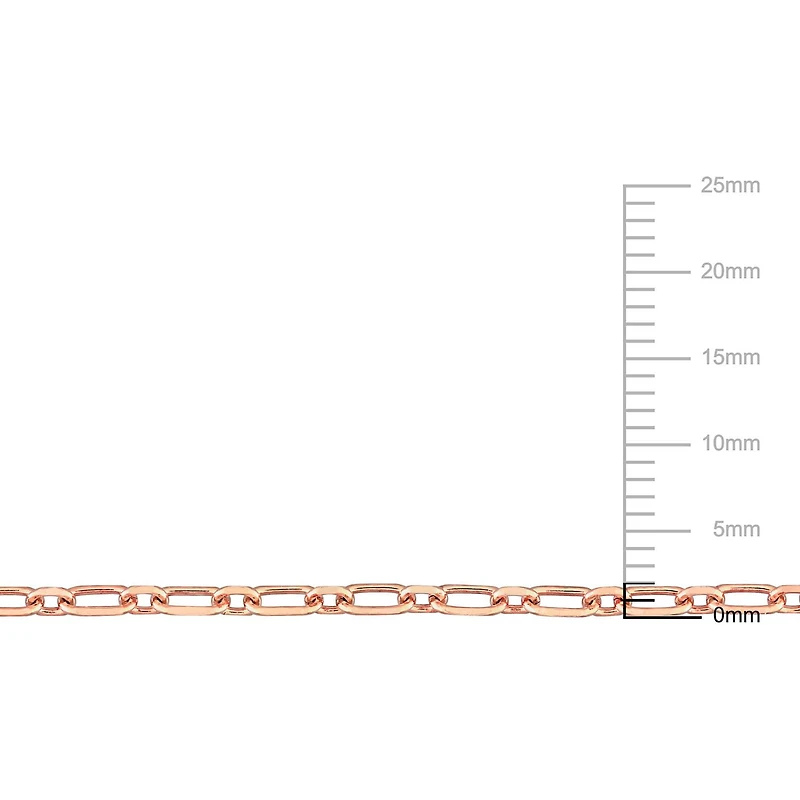 Miabella 18K Rose Gold Plated Sterling Silver Diamond Cut Figaro Rolo Chain Necklace