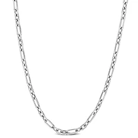 Miabella Sterling Silver Diamond Cut Figaro Rolo Necklace