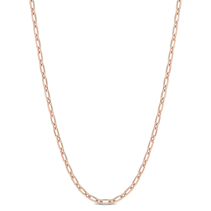 Miabella 18K Rose Gold Plated Sterling Silver Diamond Cut Figaro Rolo Chain Necklace