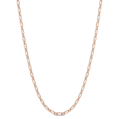 Miabella 18K Rose Gold Plated Sterling Silver Diamond Cut Figaro Rolo Chain Necklace