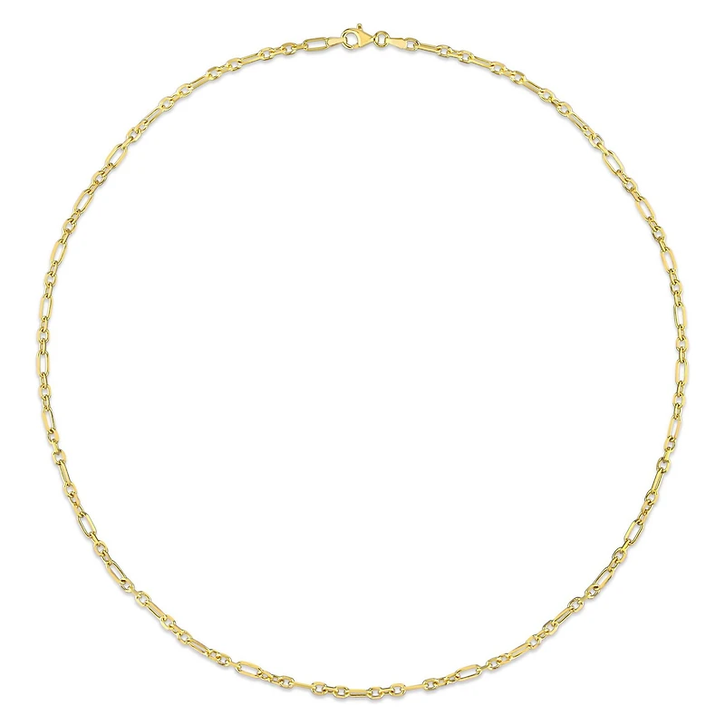 Collier rolo figaro de coupe diamant de Miabella en argent sterling plaqué or jaune 18K