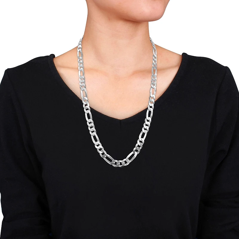 Miabella Sterling Silver Figaro Flat Necklace