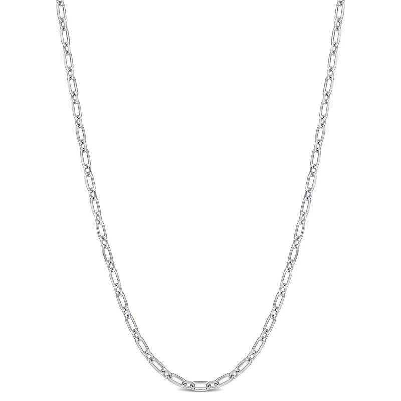 Miabella Sterling Silver Diamond Cut Figaro Rolo Chain Necklace