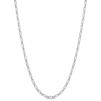 Miabella Sterling Silver Diamond Cut Figaro Rolo Chain Necklace