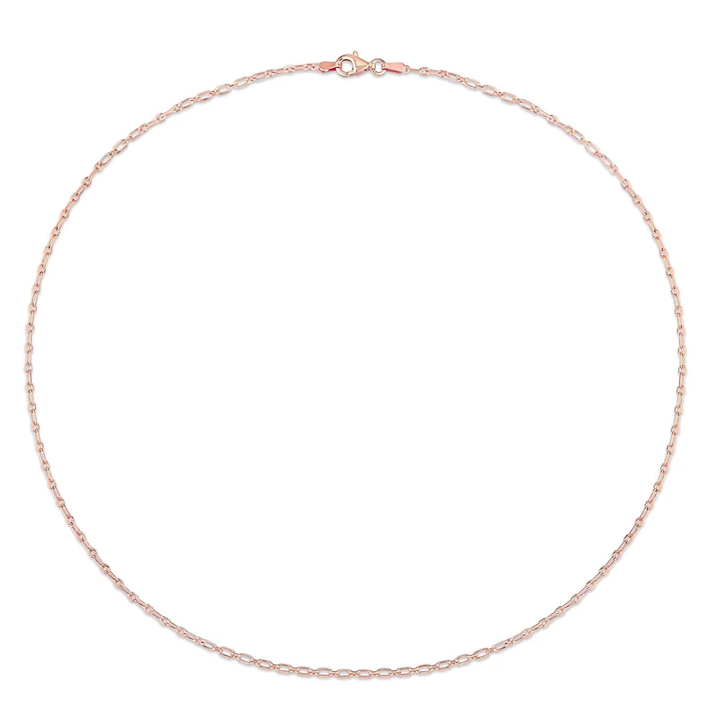 Miabella 18K Rose Gold Plated Sterling Silver Diamond Cut Figaro Rolo Chain Necklace