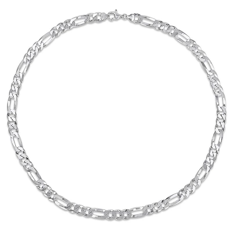 Miabella Sterling Silver Figaro Flat Necklace