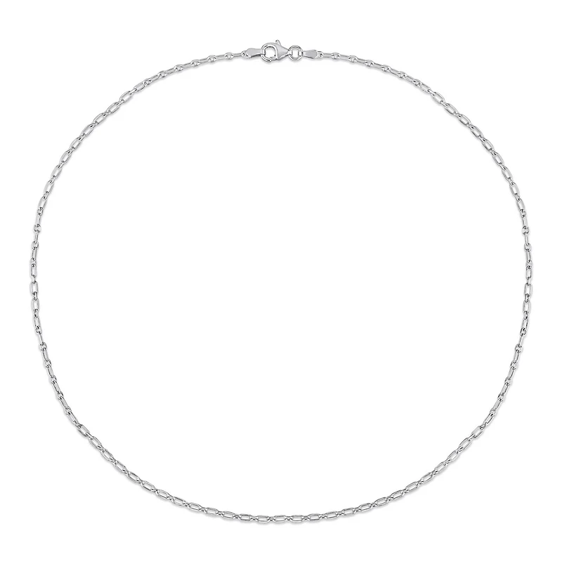 Miabella Sterling Silver Diamond Cut Figaro Rolo Chain Necklace
