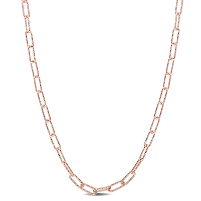 Miabella 18K Rose Gold Plated Sterling Silver Paperclip Necklace