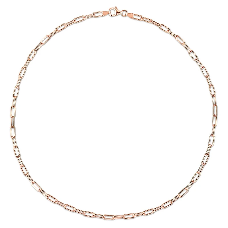 Miabella 18K Rose Gold Plated Sterling Silver Paperclip Necklace