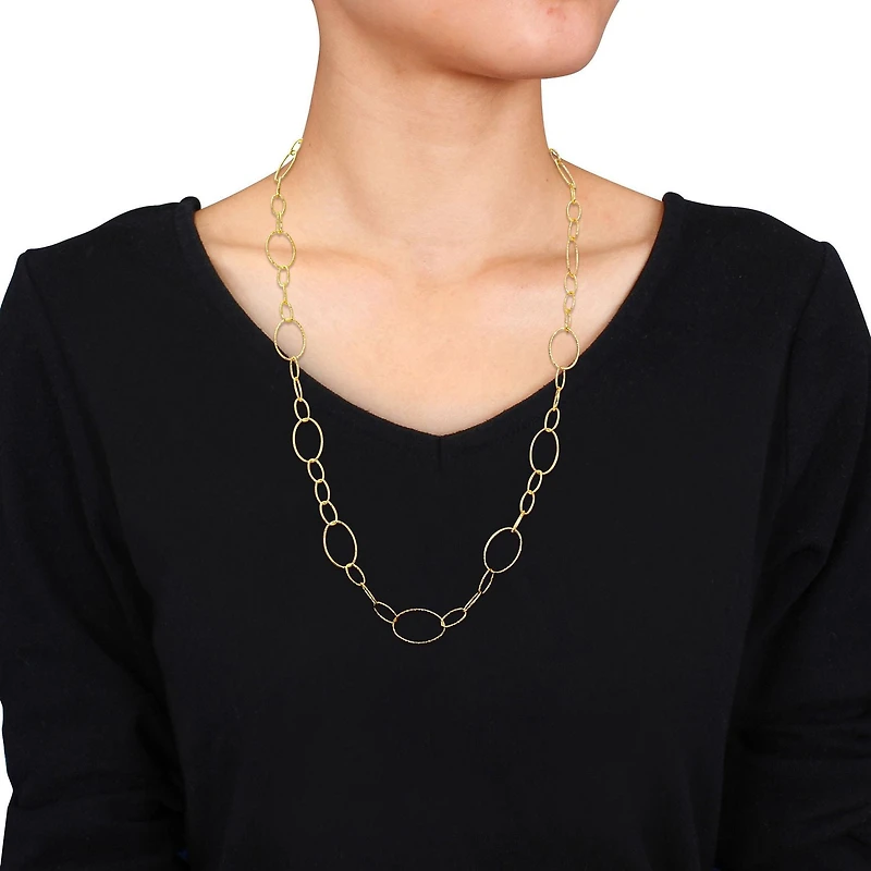 Miabella 18K Yellow Gold Plated Sterling Silver Oval Link Necklace