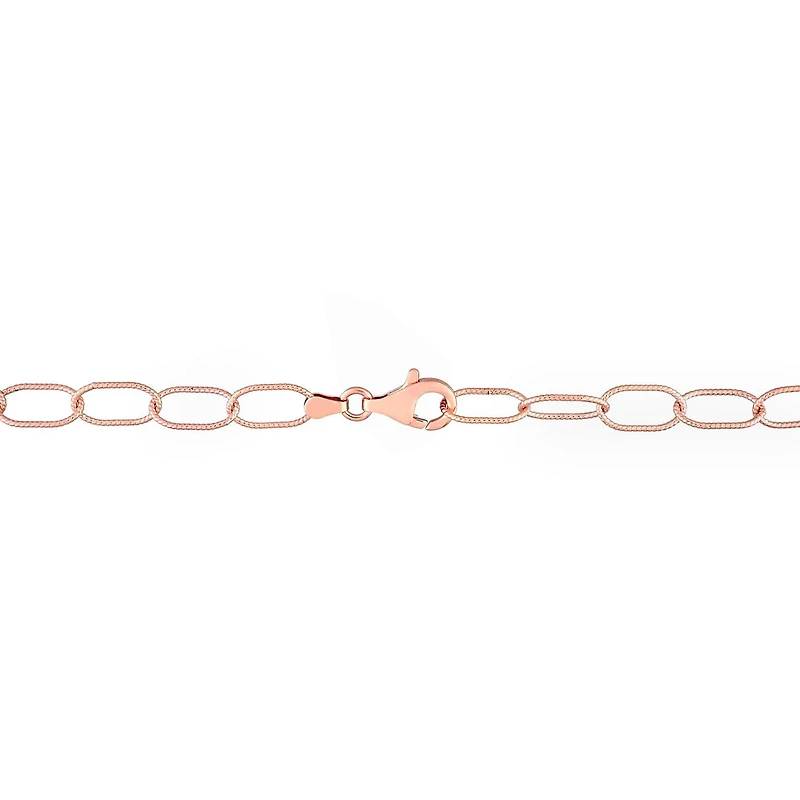 Miabella 18K Rose Gold Plated Sterling Silver Twisted Rolo Chain Bracelet