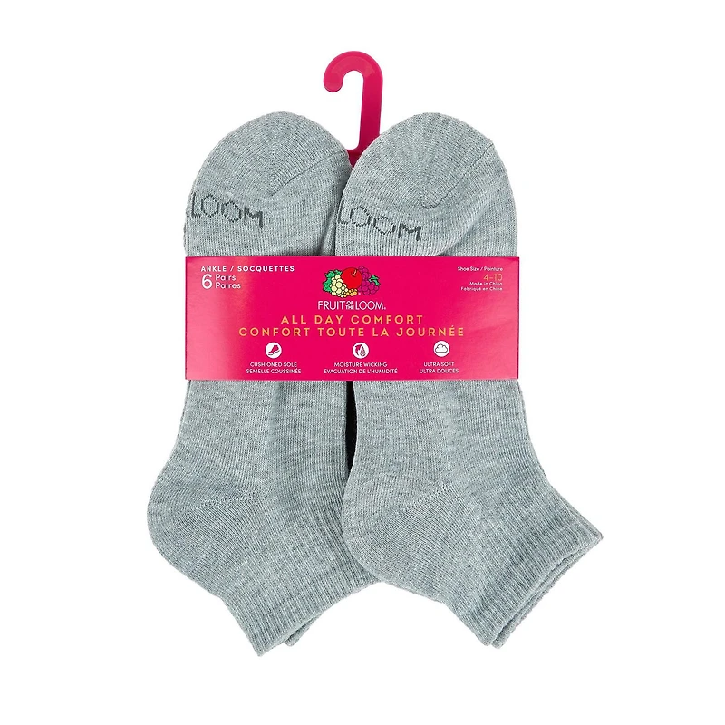 Fruit of the Loom All Day Comfort Ankle Socks (6-pack)