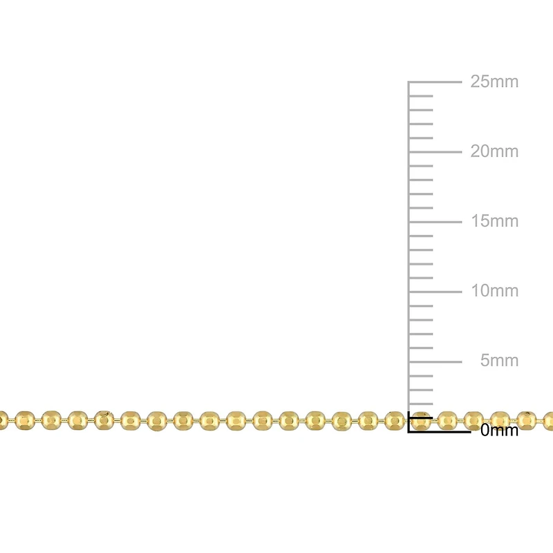 Collier en chaîne à bille de Miabella en argent sterling plaqué en or jaune 18K