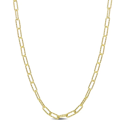 Miabella 18K Yellow Gold Plated Sterling Silver Paperclip Necklace