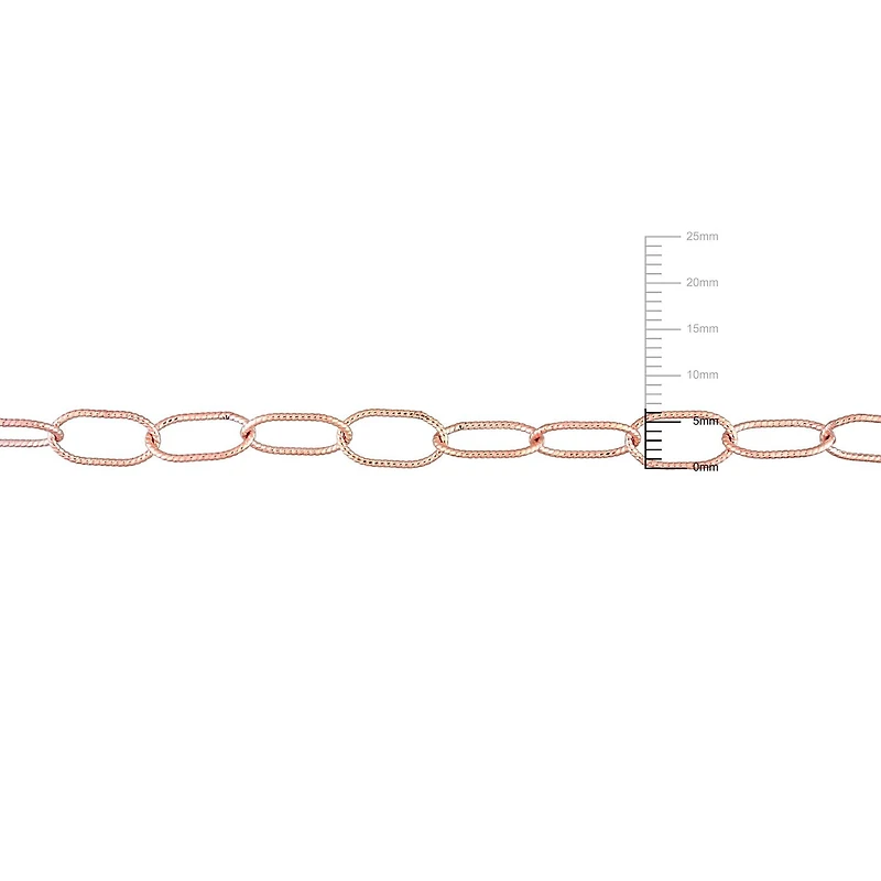 Miabella 18K Rose Gold Plated Sterling Silver Twisted Rolo Chain Bracelet