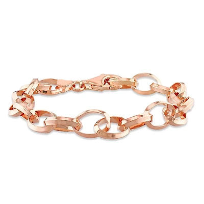 Miabella 18K Rose Gold Plated Sterling Silver Rolo Chain Bracelet