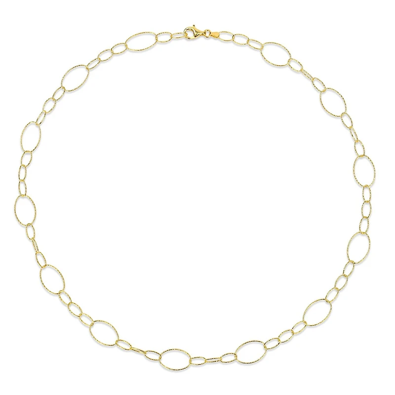 Miabella 18K Yellow Gold Plated Sterling Silver Oval Link Necklace