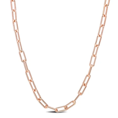 Miabella 18K Rose Gold Plated Sterling Silver Paperclip Necklace