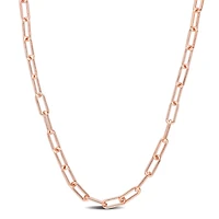 Miabella 18K Rose Gold Plated Sterling Silver Paperclip Necklace