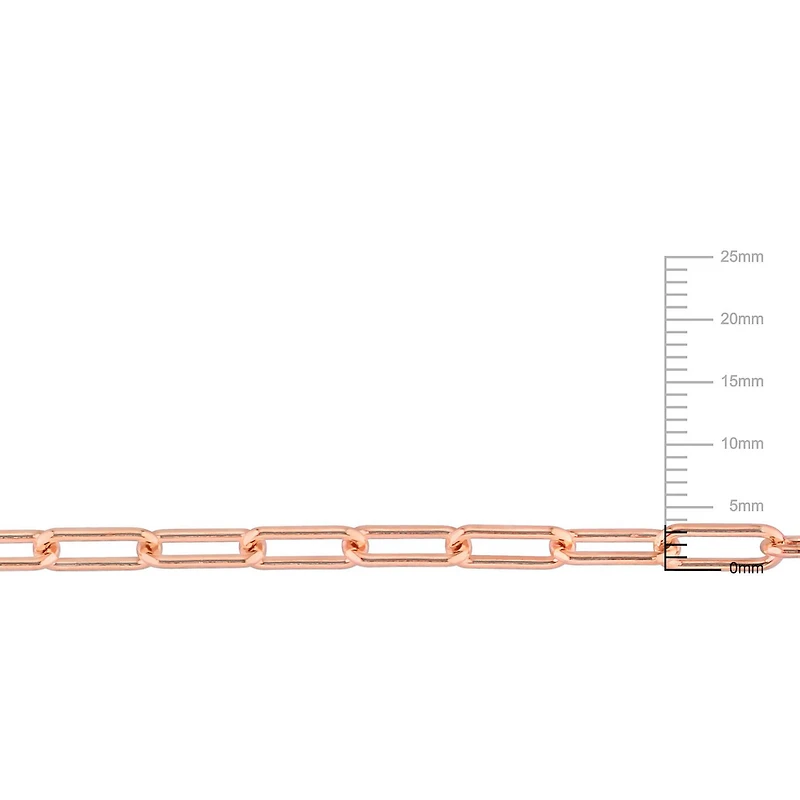 Miabella 18K Rose Gold Plated Sterling Silver Paperclip Necklace