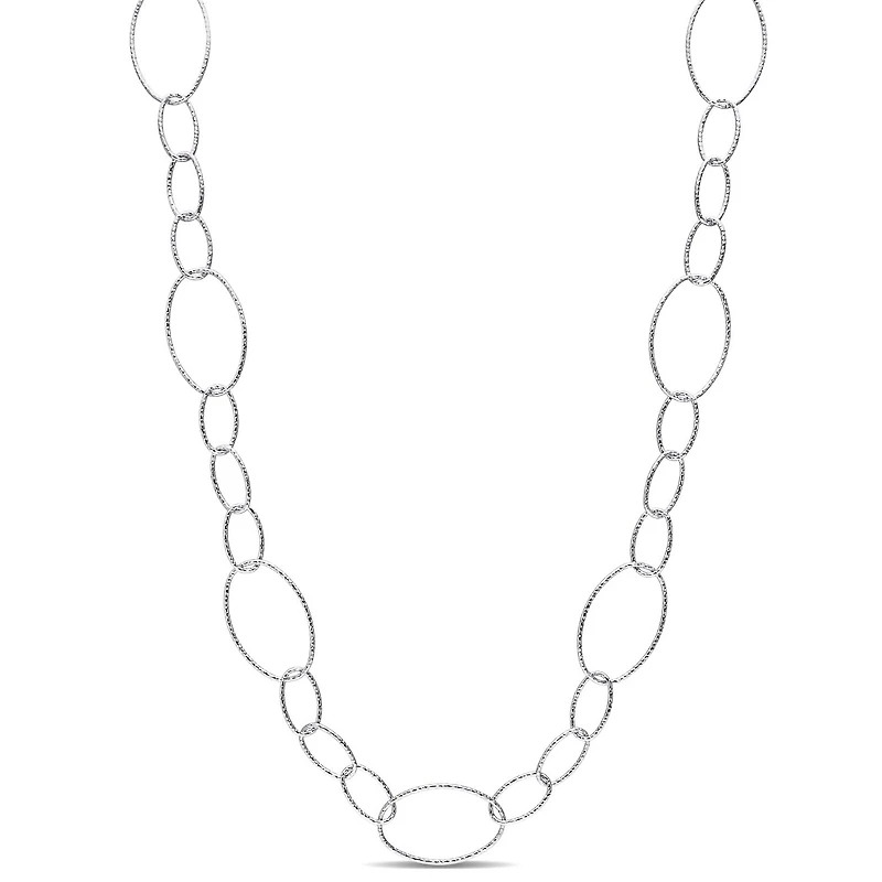 Miabella Sterling Silver Oval Link Chain Necklace